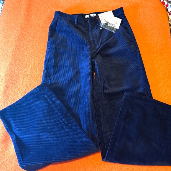 Ines de la Fressange Uniqlo colab navy blue corduroy wide leg baggy pants NWT - Picture 2 of 10